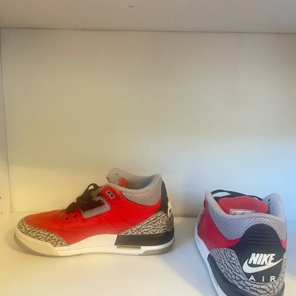 Jordan Kids Bright Red and Gray Sneakers - Picture 2 of 4